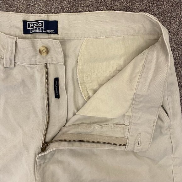 Polo Ralph Lauren Men's Chino Shorts Size 32 Ivory Cotton 8" Inseam Pockets EUC - Picture 4 of 16